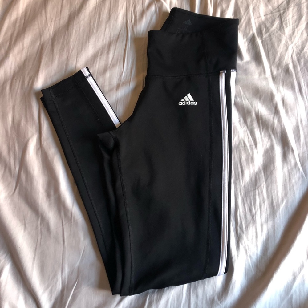 adidas 3 stripe active black high waisted leggings